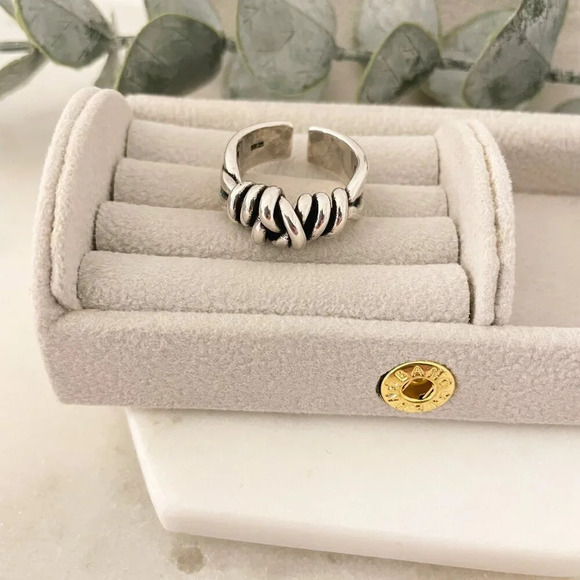 925 Sterling Silver Knot Ring Stackable Ring Chunky Ring Band Twist Ring - Picture 4 of 10